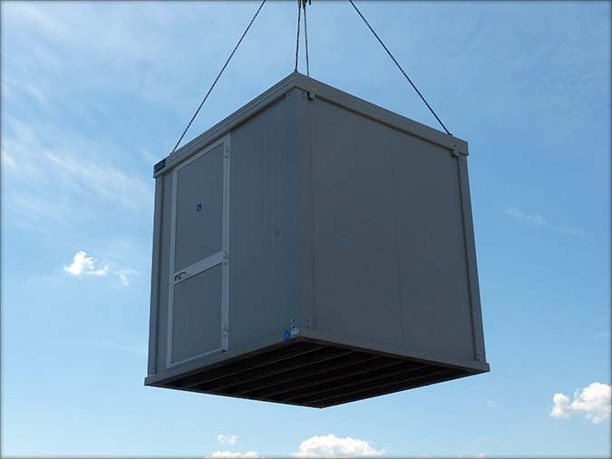 Spacious sanitary cabin with toilet and shower