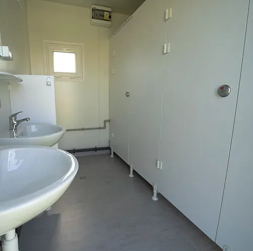 10 feet spacious sanitary cabin shower and toilet