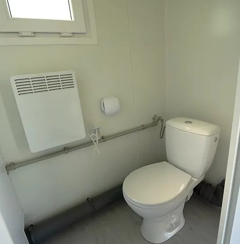 10 feet spacious sanitary cabin shower and toilet