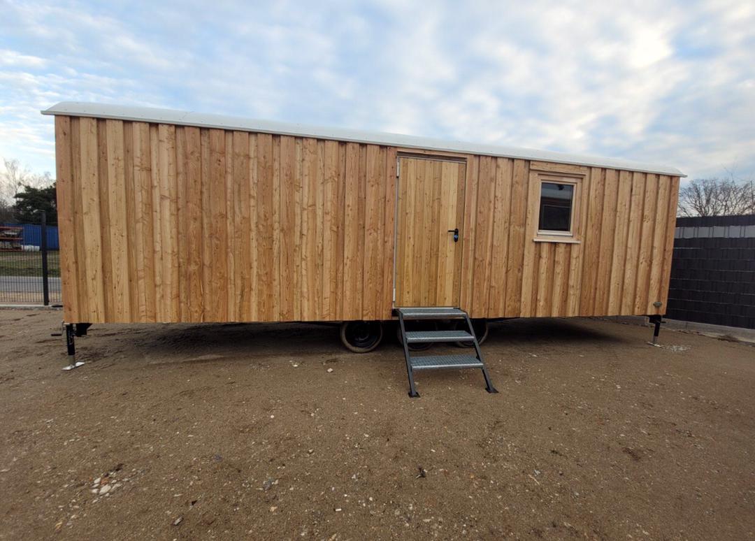 Remorque maison mobile 40 pieds x 8, recouverte en bois, isolée 4 saisons