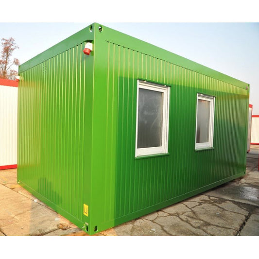 Container bureau mobile 20 pieds x 8, couleur verte, isolé 4 saisons, avec porte et fenêtre usager